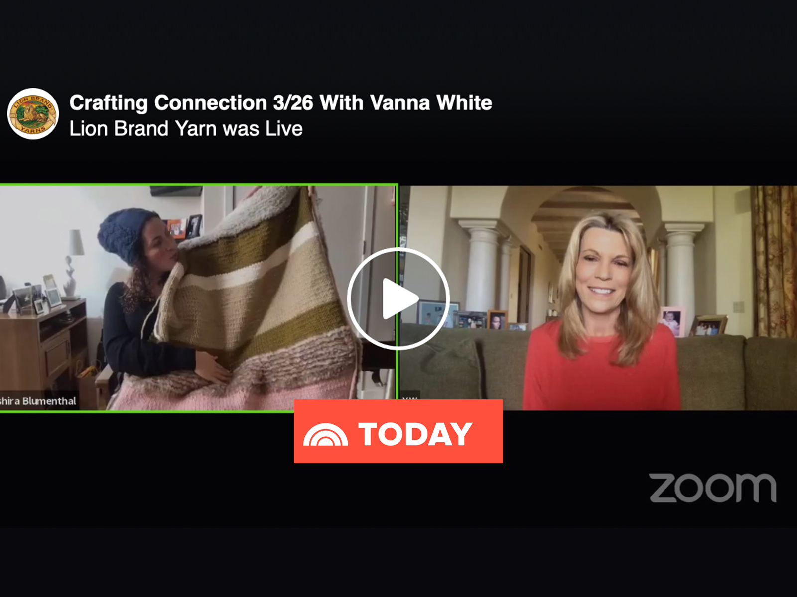 Still image from Zoom call with Shira and Vanna White