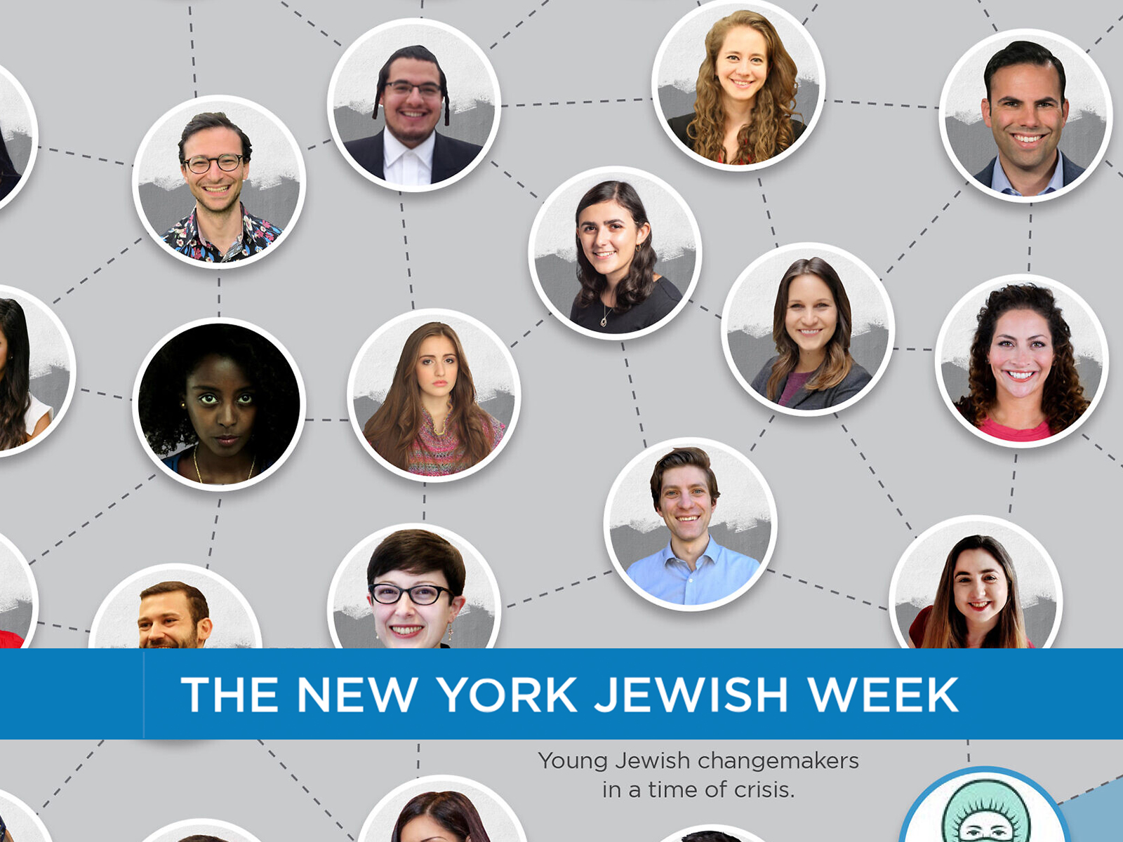 New York Jewish Week logo overlaid on photo collage of young adults