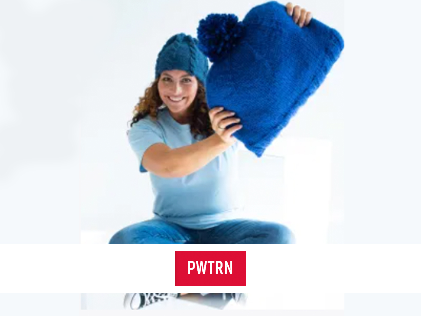 PWTRN logo overlaid on image of Shira with blue hat